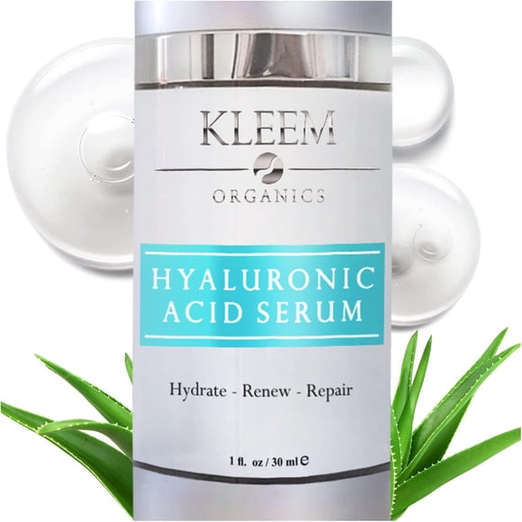 Kleem Organics Hyaluronic Acid Serum for Face with Vitamin C, Vitamin E & Green Tea, Plant-Powered Anti-Aging Hydrating Serum, Best for Firming, Repairing, Moisturizing, Plumping Fine Lines -1 Fl Oz
