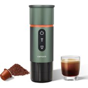 COTGCO Portable Espresso Maker for Travel: Portable Coffee Maker - Self Heating - Make 8 Cups Espresso One Charge - Coffee Anytime -Compatible for Nespresso Capsule - Green
