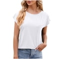 thumbnail image 1 of Penkiiy T-Shirts pour Femmes à Manches Courtes, Col Ras du Cou, T-Shirts Décontractés d'Été avec Poche, TG Blanc, 1 of 1