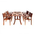 thumbnail image 1 of Malibu Outdoor Patio 5-piece Wood Dining Set with Stacking Chairs, 1 of 2