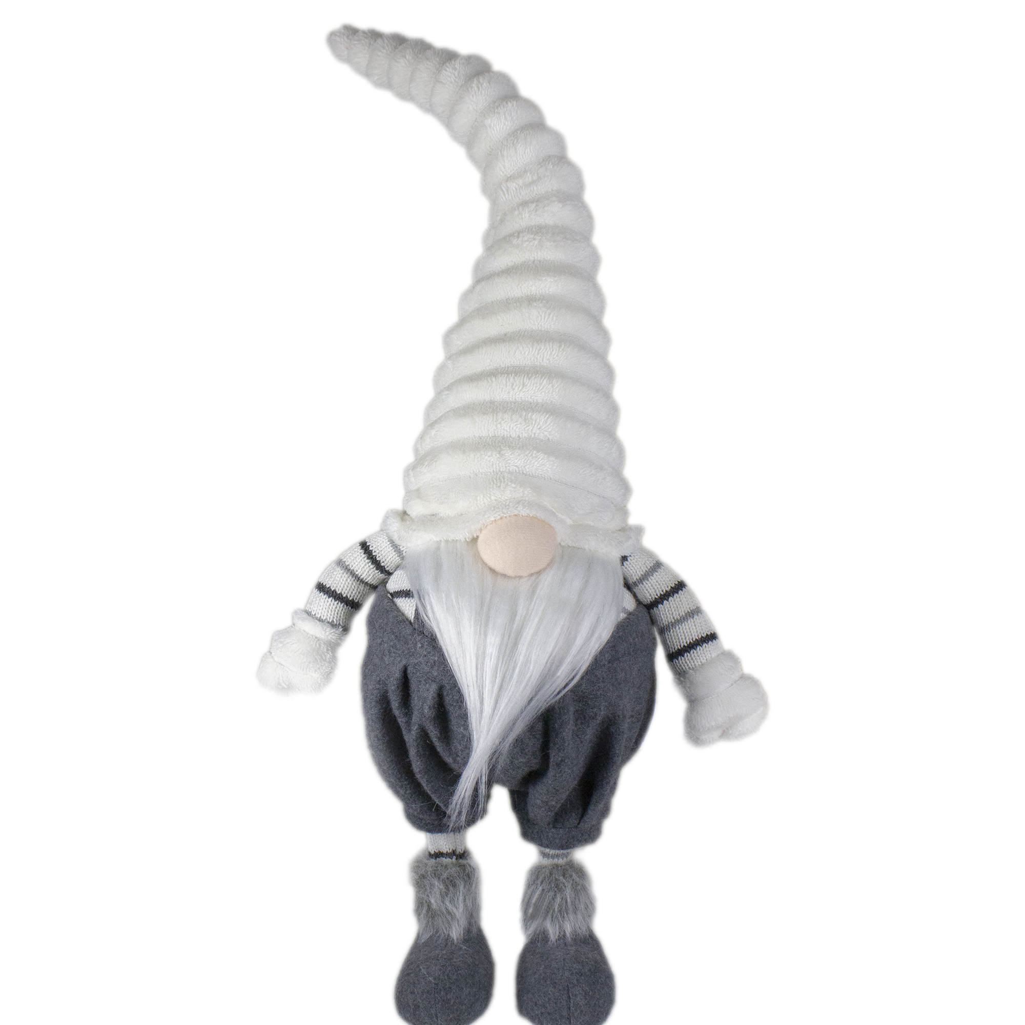 Northlight Standing Gnome with Textured Hat Christmas Figure - 25" - White and Gray