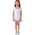 thumbnail image 4 of JDQJBZ Toddler Girls Short Sleeve Dress Collar Ruffle Hem School Outfit, 4 of 5