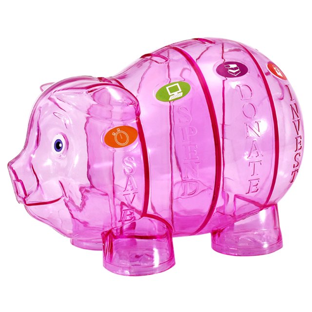 Bangcool Piggy Bank Pig Cute Four Grid Large Capacity Plastic Coin Bank Coin Saving Box