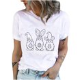 thumbnail image 1 of Birdeem T-Shirts Col Rond pour Femmes Imprimé Lapin de Pâques Manches Courtes Blouse, 1 of 9