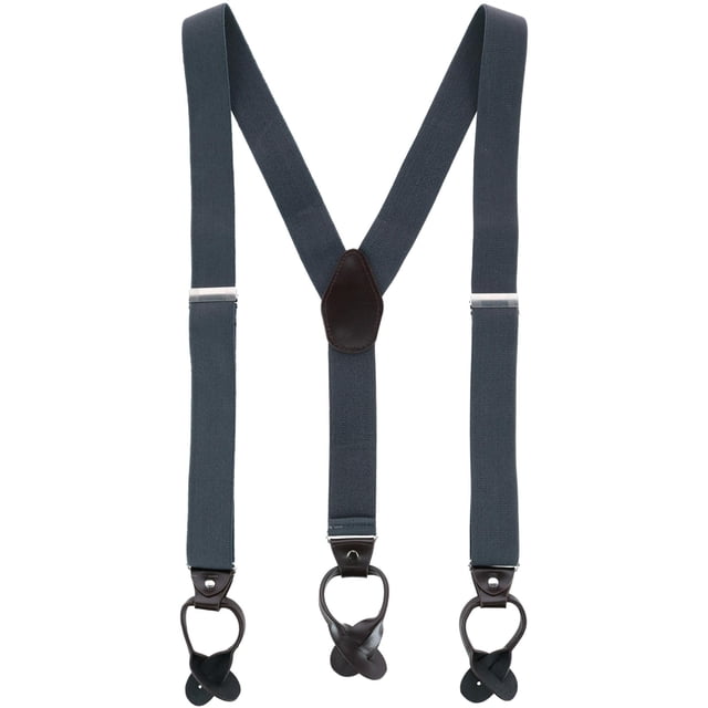 CTM® 1.375 Inch Wide Solid Color Y-Back Button-End Suspenders (Men's)