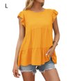 thumbnail image 1 of QualitChoice Hauts à Manches Courtes en Dentelle Été Col Rond T-shirt Décontracté Jaune L, 1 of 6