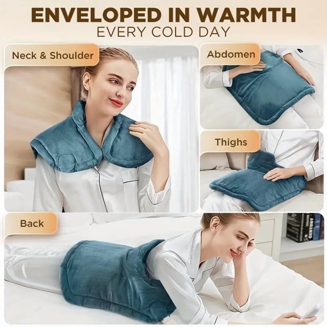 Dianli Back Pain Relief Heating Pad Instant Relief Neck and Shoulder Wrap Ergonomic Large Contoured Heated Wrap With Adjustable Strap Fast Heat up Washable Cover Heat Therapy Pad