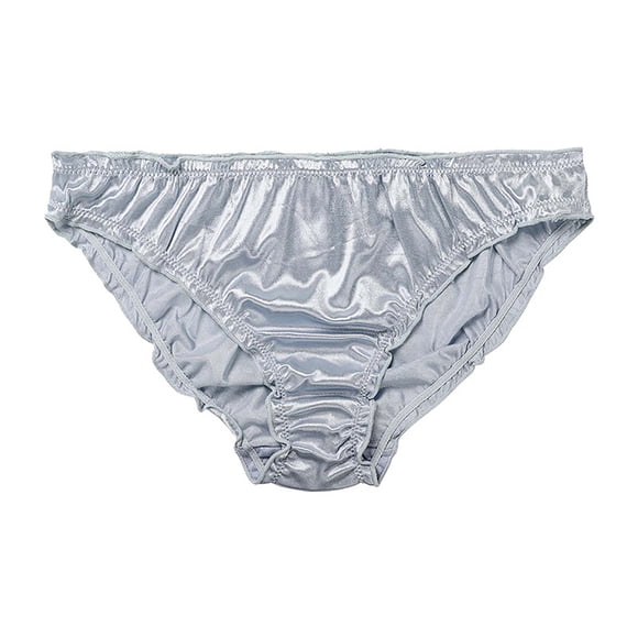 Pisexur Women's Sexy Frill Trim Satin Underwear Panties Mid Waist Wavy Cotton Crotch Briefs Smooth Soft Nylon
