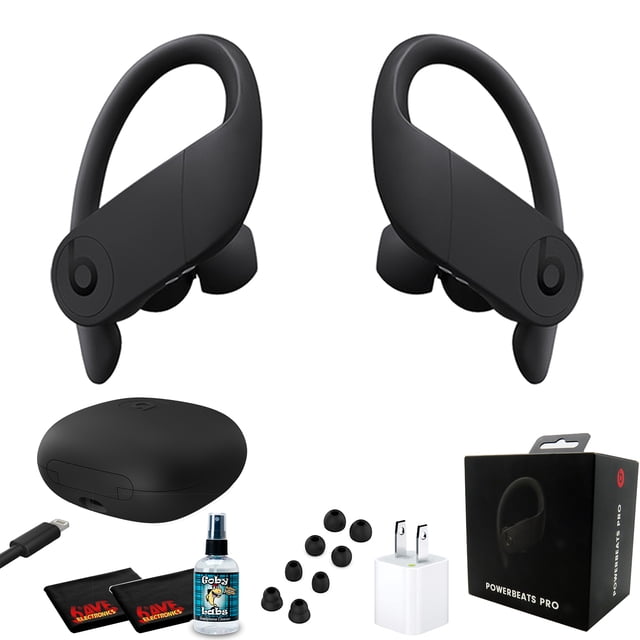 Beats by Dr. Dre Powerbeats Pro In-Ear Wireless Headphones (Black) 9 Hours Of Listening Time, Sweat Resistant Earbuds - with Headphone Cleaner, Extra USB Power Cube - Pro Bundle