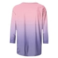 thumbnail image 5 of Cinvoph T-Shirts d'Été Imprimés pour Femmes Manches 3/4 Col Rond Dégradé Hauts Chandail Ample Blouses de Vacances, 5 of 5