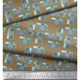 thumbnail image 2 of Soimoi Brown Poly Georgette Fabric Camera & Dots Printed Fabric 1 Yard 52 Inch Wide, 2 of 3