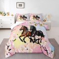 thumbnail image 2 of Erosebridal Ensemble de Literie Cheval 3D, Couette Fleurs de Cerisier Roses, Décor Animal Rustique, 3 Pcs, 2 of 7
