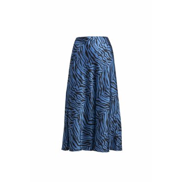 Rebecca Minkoff Davis Zebra Print Satin Twill Skirt Sapphire ( 2 )