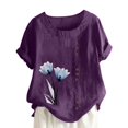 thumbnail image 1 of Birdeem Womens Summer Casual Round Neck Short Sleeve Printing Loose Shirt Tops, 1 of 5