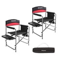 thumbnail image 1 of KingCamp Padded Outdoor Folding Chair with Table & Pockets, Black/Red (2 Pack), 1 of 10