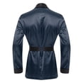 thumbnail image 4 of Miaeowve Men Short Satin Smoking Jacket Robe Lightweight Dinner Jacket Cigar Jacket House Kimono Bathrobe Navy Blue XXL, 4 of 7