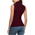 thumbnail image 4 of SHTXOZHI Débardeurs pour Femmes Col Roulé Sans Manches Chemises Couleur Unie Tops d'Été Décontractés, 4 of 6