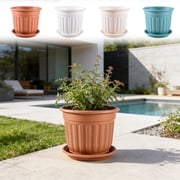 Plastic Plant Pots Retro-Style Pink Plastic Planter Pot Breathable Root Control Decorative Flower Pot for Home (1Pc) by JASKFLY