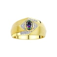 thumbnail image 1 of RYLOS Mens Rings Yellow Gold Plated Silver Ring 6X4MM Oval Shape Gemstone & Diamond Ring Alexandrite June Birthstone Rings For Man Silver Rings Size 13, 1 of 7