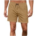thumbnail image 2 of EOYWHK Mens Workout Shorts Cotton Linen Athletic Gym Shorts Elastic Waist Drawstring with Pockets, 2 of 8
