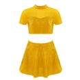 thumbnail image 2 of Hansber Robe de Danse Jazz Lyrique à Sequins pour Filles 2 Pcs Crop Top Contemporain Dos Ouvert avec Jupe Or 4, 2 of 6