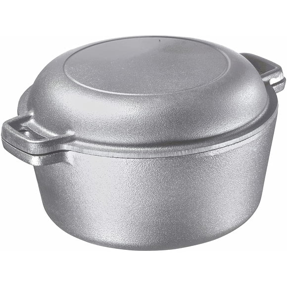 Bruntmor 5 Qt Silver 2-in-1 Enameled Cast Iron Induction Cookware