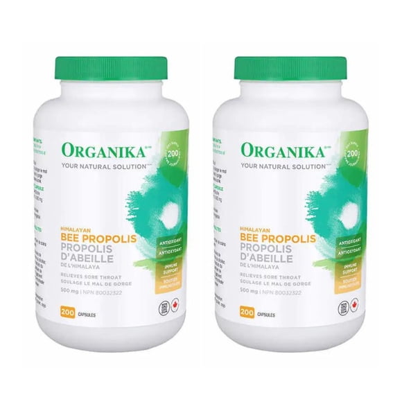 Organika Propolis d'Abeille 500 mg, 2 x 200 Capsules / Soutien Immunitaire et Respiratoire