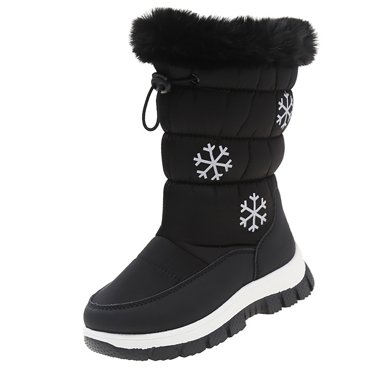 NOKIO Boys Girls Winter Snow Boots for Kids Toddler Water-proof Lightweight Non Slip Mid Calf Outdoor Shoes Warm F𝗎rry Lined Cold Weather