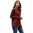 thumbnail image 2 of Innerwin T-shirt à Col Rond pour Femme T-shirt Tenue Quotidienne Couleur Unie T-shirt Ample Rouge Vin G, 2 of 4