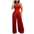 thumbnail image 1 of Babysbule Women's Summer Party Overall Jumpsuit Solid Color Multi Strap Wide Leg Pants, 1 of 7