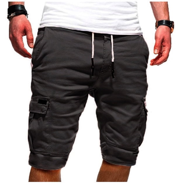 LSLJS Men's Sport Pure Color Bandage Casual Loose Sweatpants Drawstring Shorts Pant