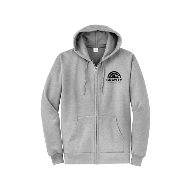 Gravity Outdoor Co. Zip-Up Hoodie - Ash - Black Logo - Medium