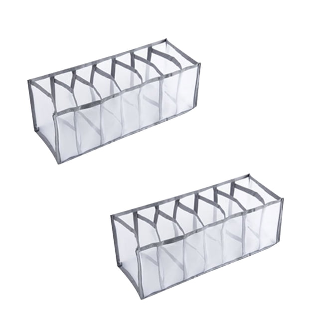 Organisateur de Vêtements pour Garde-Robe à 7 Compartiments, Organisateur de Vêtements Pliés pour Garde-Robe, Bacs de Rangement pour Vêtements, Boîte de Rangement à Compartiments pour Vêtements Lavable et Pliable pour Tiroir pour Garde-Robe Chambre Dortoir (Gris, 2 Pcs)