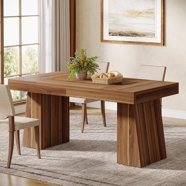 Table à Manger Rectangulaire de 5 Pouces pour 4-6, Table de Cuisine en Bois, Table à Manger Style Ferme