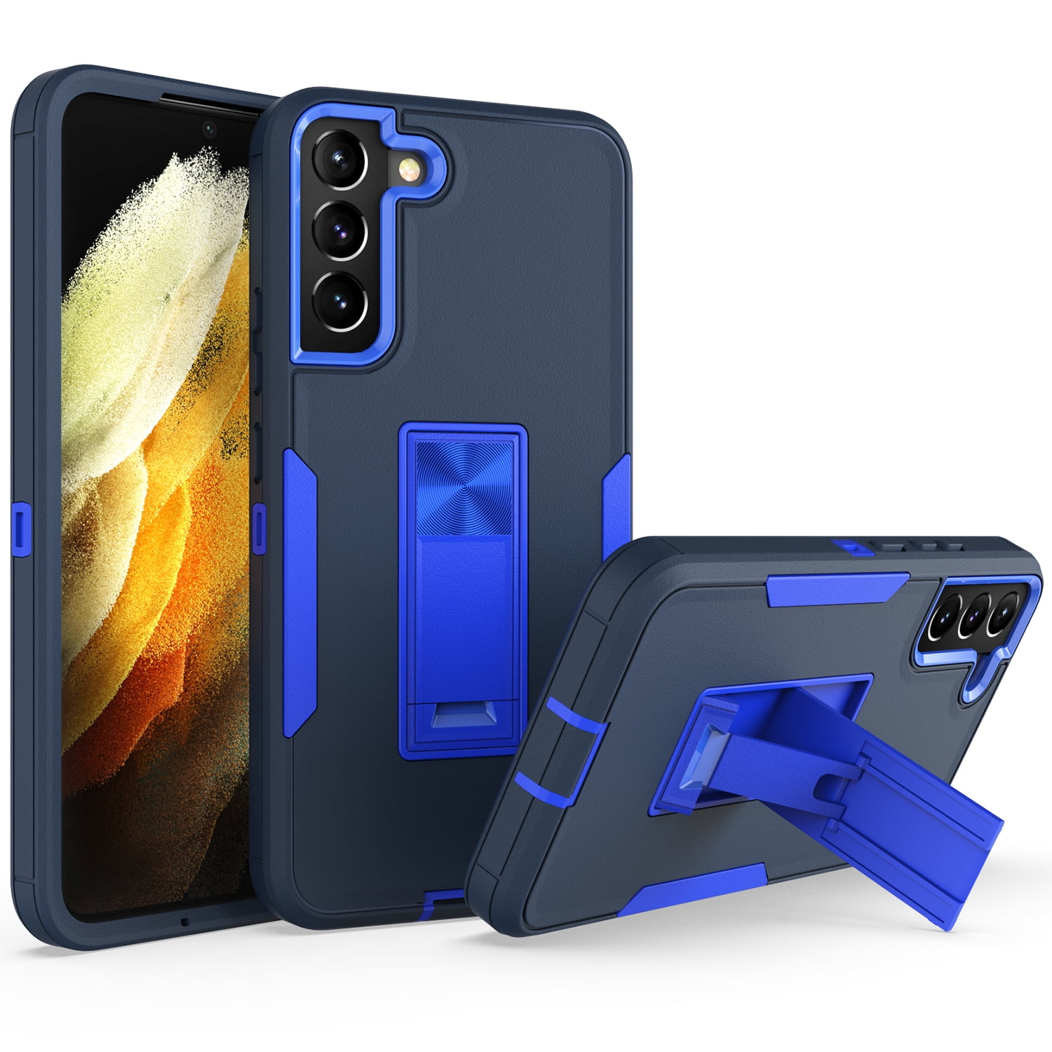 Samsung Galaxy S22 Plus/S22+ Case with Kickstand, Dteck Heavy Duty Phone Case 2 in 1 Hybrid Rugged Shockproof Cover for Samsung Galaxy S22+/S22 Plus, Black+Navy