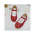 thumbnail image 4 of Woobling Ballerines Mary Jane Basses pour Filles, Chaussures de Robe à Paillettes, Chaussures de Princesse Scintillantes, Mariage, Décontractées, Bout Rond, Ballerine Plate Rouge 4Y, 4 of 5