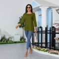thumbnail image 4 of CHUANK Blouses pour Femmes T-shirts Unis Manches 3/4 Col Rond Hauts d'Été Décontractés, 4 of 9