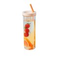 thumbnail image 1 of 700ml Straw Cup, Reusable Boba Cup with Dry Wet Separation Design, Plastic Iced Coffee Cup for School, Travel, Fishing, Cycling, 1 of 8