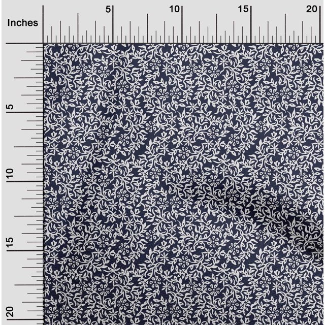 oneOone Polyester Lycra Fabric Leaves & Floral Block Print Sewing Fabric BTY 56 Inch Wide