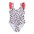 thumbnail image 1 of Sunnyoo Maillot une Pièce pour Grandes Filles, Léopard, à Volants, Maillot de Bain UPF 50+, 1 of 6
