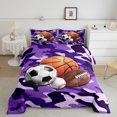 thumbnail image 2 of Erosebridal Ensembles de Literie Basketball Football Double avec Couette, Insert de Couette Camouflage Violet, Réversible, 2 of 7
