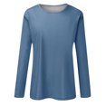 thumbnail image 4 of Timegard Womens Tops Long Sleeve Round Neck Solid Color Basic Tee Fall Casual Comfy Loose Tops Blouse, 4 of 5