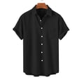 thumbnail image 2 of JIUKE Plus Size Shirts for Men Short Sleeve Button down Shirts Lapel Solid Color Loose Summer Vacation Blouses, 2 of 7