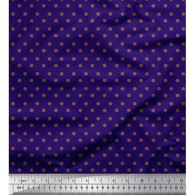 Soimoi Georgette Viscose Fabric Hexagon Shirting Printed Fabric 1 Yard 42 Inch Wide
