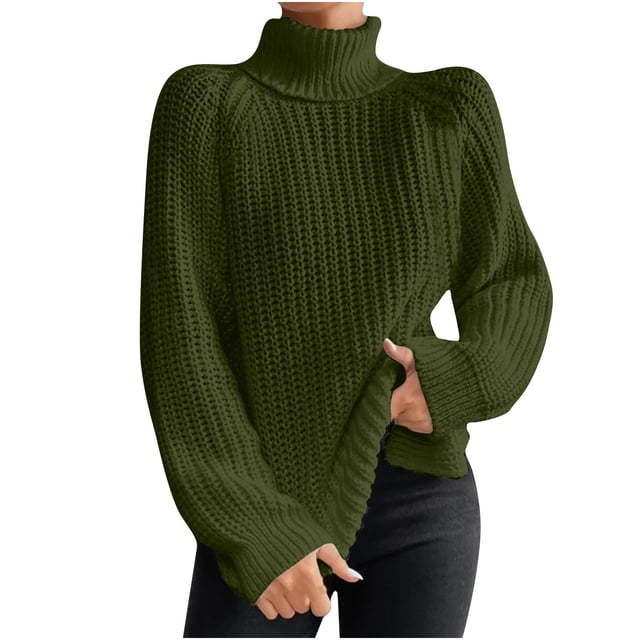 Yuyuzo Womens Winter Fall Sweater Solid Color Turtleneck Cable Knit Long Sleeve Sweaters Pullover Tops
