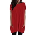 thumbnail image 1 of Ketyyh-chn99 T-Shirts pour Femmes Dames Décontracté Ample à Manches Longues Extensible Col Ras du Cou T-Shirt Côtelé Ajusté Décontracté Basique Hauts Rouge,TG, 1 of 5