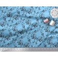 thumbnail image 2 of Soimoi Blue Silk Fabric Filigree Damask Print Fabric by the Yard 42 Inch Wide, 2 of 3