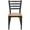thumbnail image 4 of 2 Pk. HERCULES Series Black Ladder Back Metal Restaurant Chair - Natural Wood Seat, 4 of 8