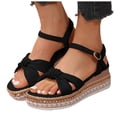 thumbnail image 1 of Sandales Habillées à Plateforme pour Femmes 2025, Mode avec Nœud, Décontractées, Bout Ouvert, Semelle Épaisse, Compensées, Élégantes, Chaussures d'Été, 1 of 6