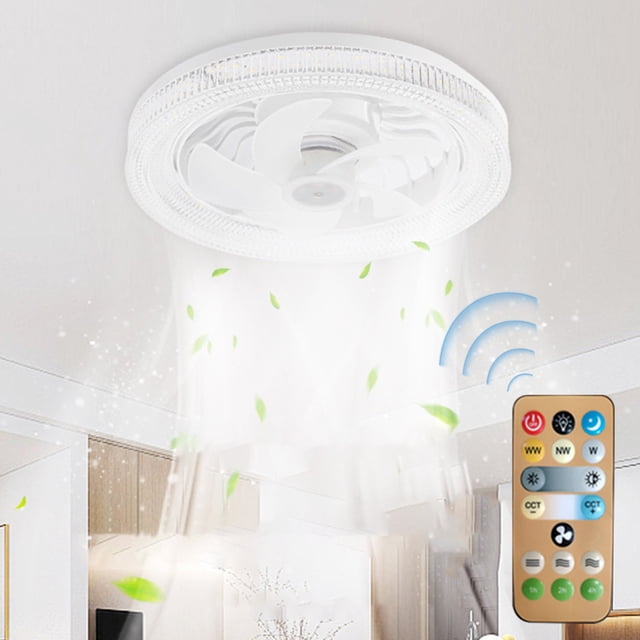 Ventilateur de Plafond Bas Moderne avec Lumières, Télécommande Bluetooth Contrôle par Application, 6 Vitesses, Réglable Dimmable 3000K 6500K, Moteur Silencieux, Fonction Recul avant, Installation Facile